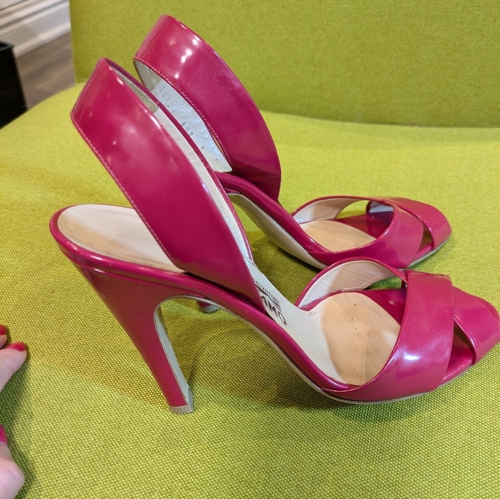 Salvatore Ferragamo Fuchsia Pink Patent Leather Slingback Heels – Size 9B - Picture 6 of 9